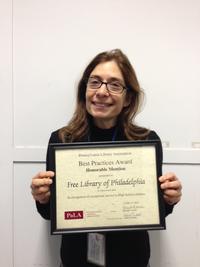 Free Library's own Abbe Klebanoff was awarded a Best Practices Honorable Mention for her program, 